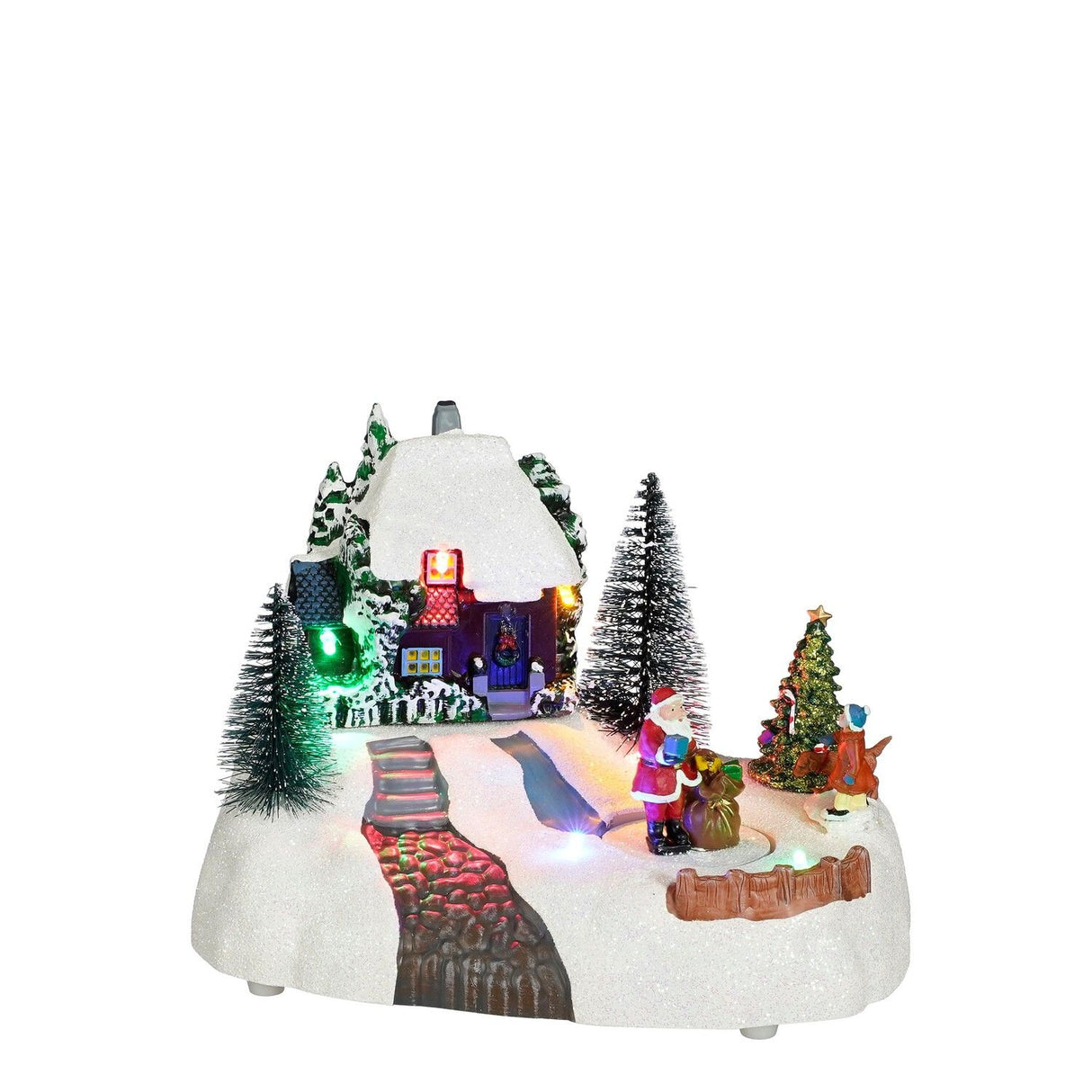 Luville Collectables LED Village House – Battery Operated Christmas Village Scene – 20 x 14 x 15 cm