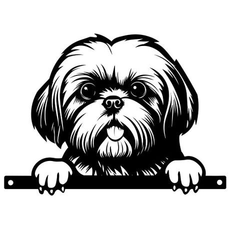Metal Shih Tzu Peeking Dog Silhouette by Primus - Mill Race Garden Centre