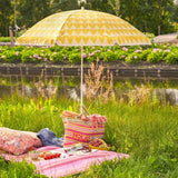 Mica Decorations Beach Parasol – Yellow Hearts Print