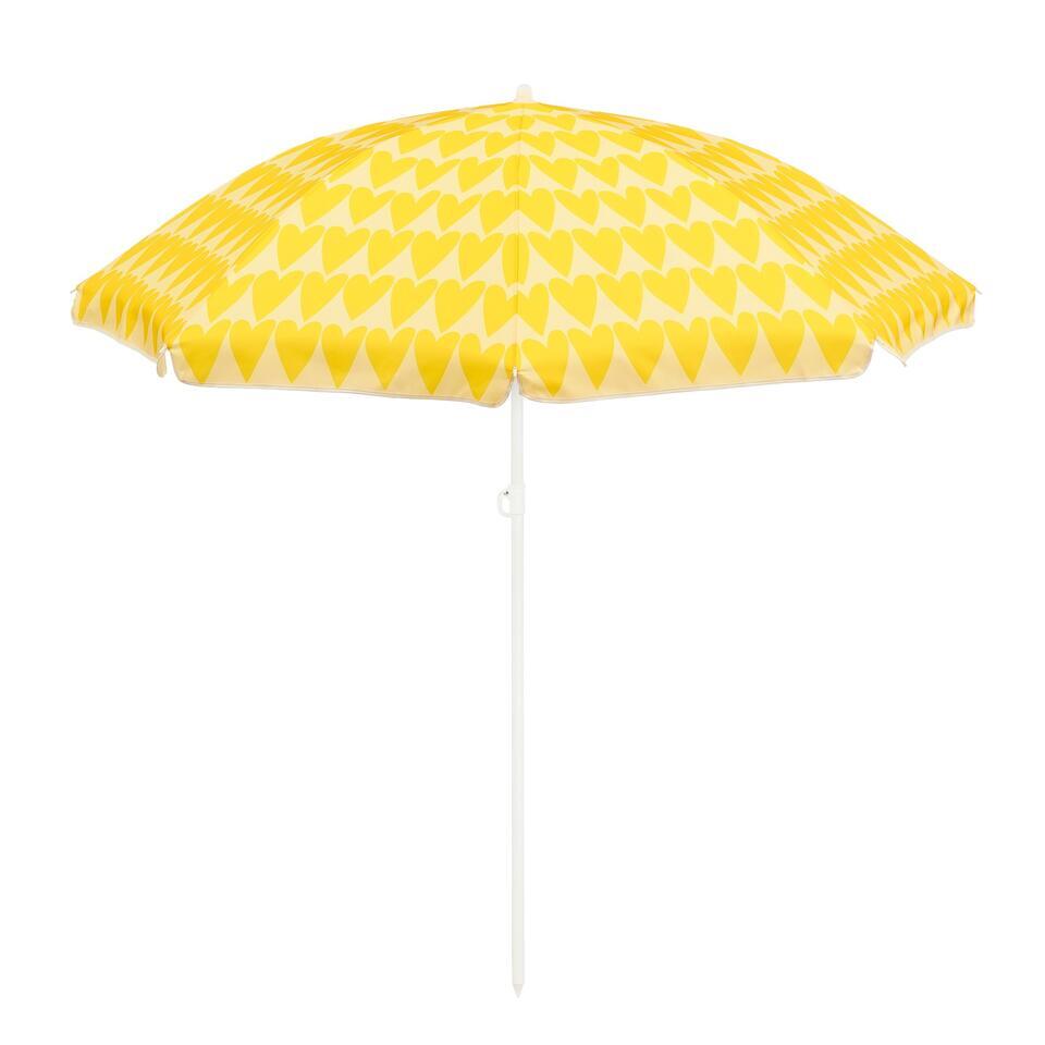 Mica Decorations Beach Parasol – Yellow Hearts Print