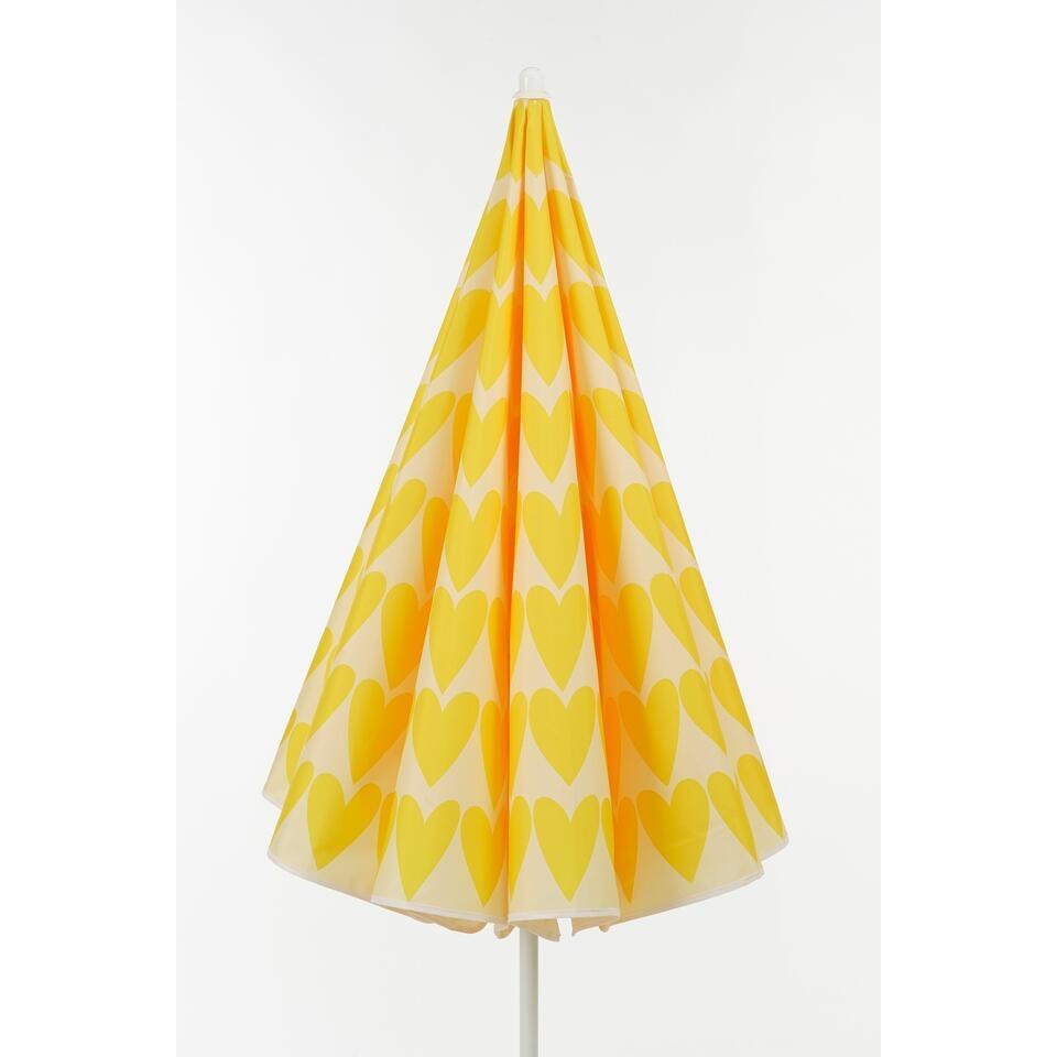 Mica Decorations Beach Parasol – Yellow Hearts Print