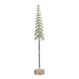 Mica Decorations Beige Frosted & Glittered Christmas Tree (H36 × D7 cm) – Slim Tabletop Snowy Tree Ornament with Wooden Base