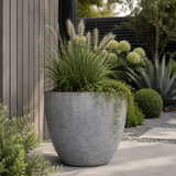 Mica Decorations Bravo Round Plant Pot Grey Zinc Finish