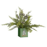 Mica Decorations Artificial Cypress in Green Pot – H30 x Ø25 cm – Seasonal Christmas Decoration