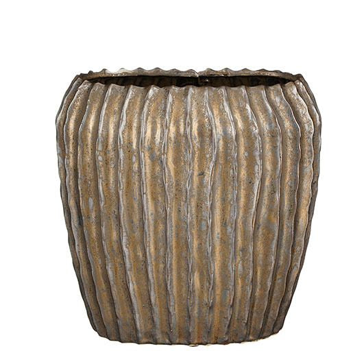 Mica Decorations Noma Plant Pot Brown Bronze – Ø27 x H26 cm – Ceramic Indoor Planter