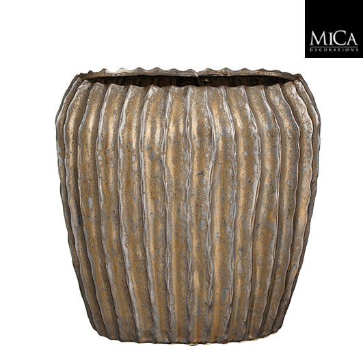 Mica Decorations Noma Plant Pot Brown Bronze – Ø27 x H26 cm – Ceramic Indoor Planter