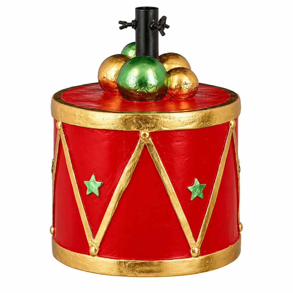 Mica Decorations Red Drum Christmas Tree Stand Cover (H44 × D33 cm) – Decorative Resin Tree Holder