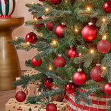Mica Decorations Red Glass Christmas Baubles Set (Pack of 26, 7 cm) – Glossy & Glitter Ornament Set