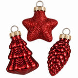 Mica Decorations Red Glass Christmas Tree Ornaments (Pack of 14) – Boxed Matte, Glossy & Glitter Textured Glass Set
