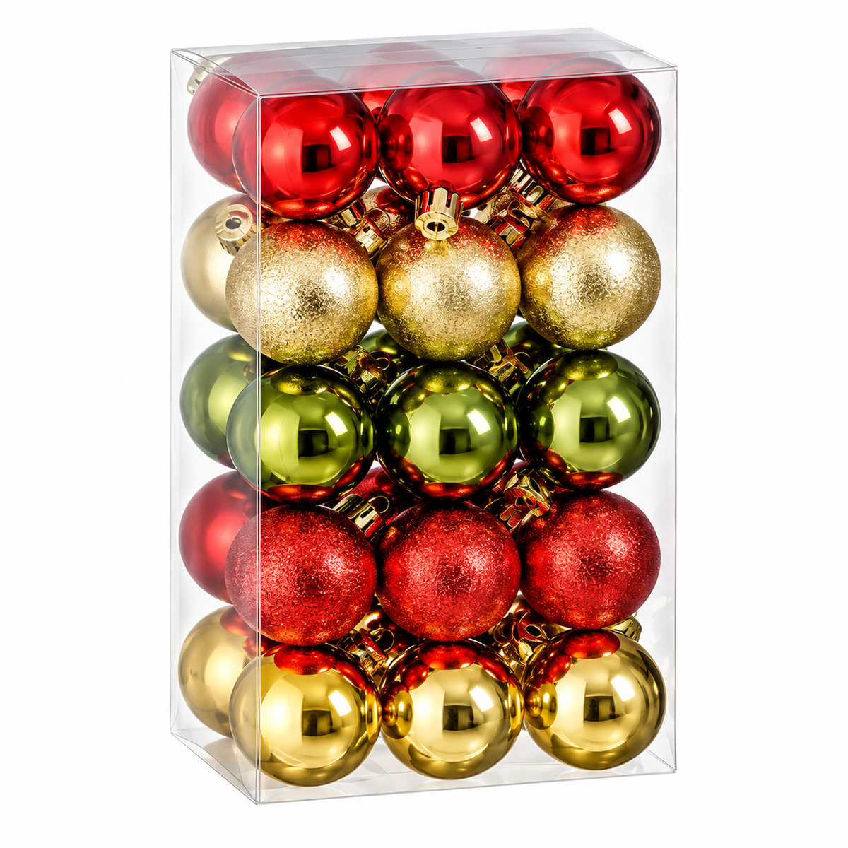 Mica Decorations Shatterproof Christmas Baubles (Pack of 30, 4 cm) – Recycled Polystyrene Tree Ornaments | Gold, Red & Dark Green