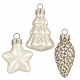 Mica Decorations White Glass Christmas Tree Decorations (Pack of 14) – Boxed Matte, Glossy & Glitter Textured Glass Set