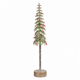 Mica Decorations Green Frosted Christmas Tree (H36 × D7 cm) – Tall Tabletop Snowy Pine Tree Ornament