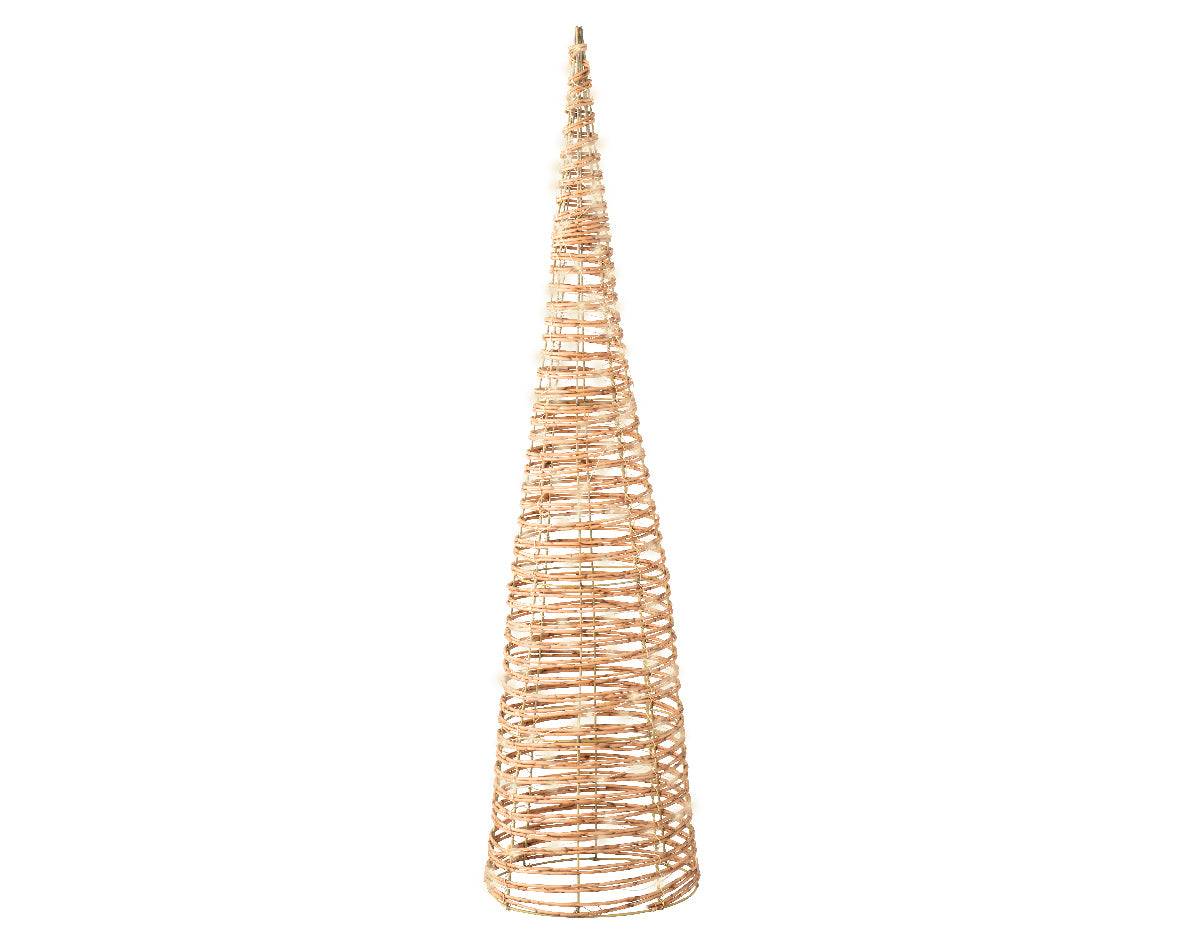 60cm Warm White Micro LED Wicker Outdoor Cone by Lumineo