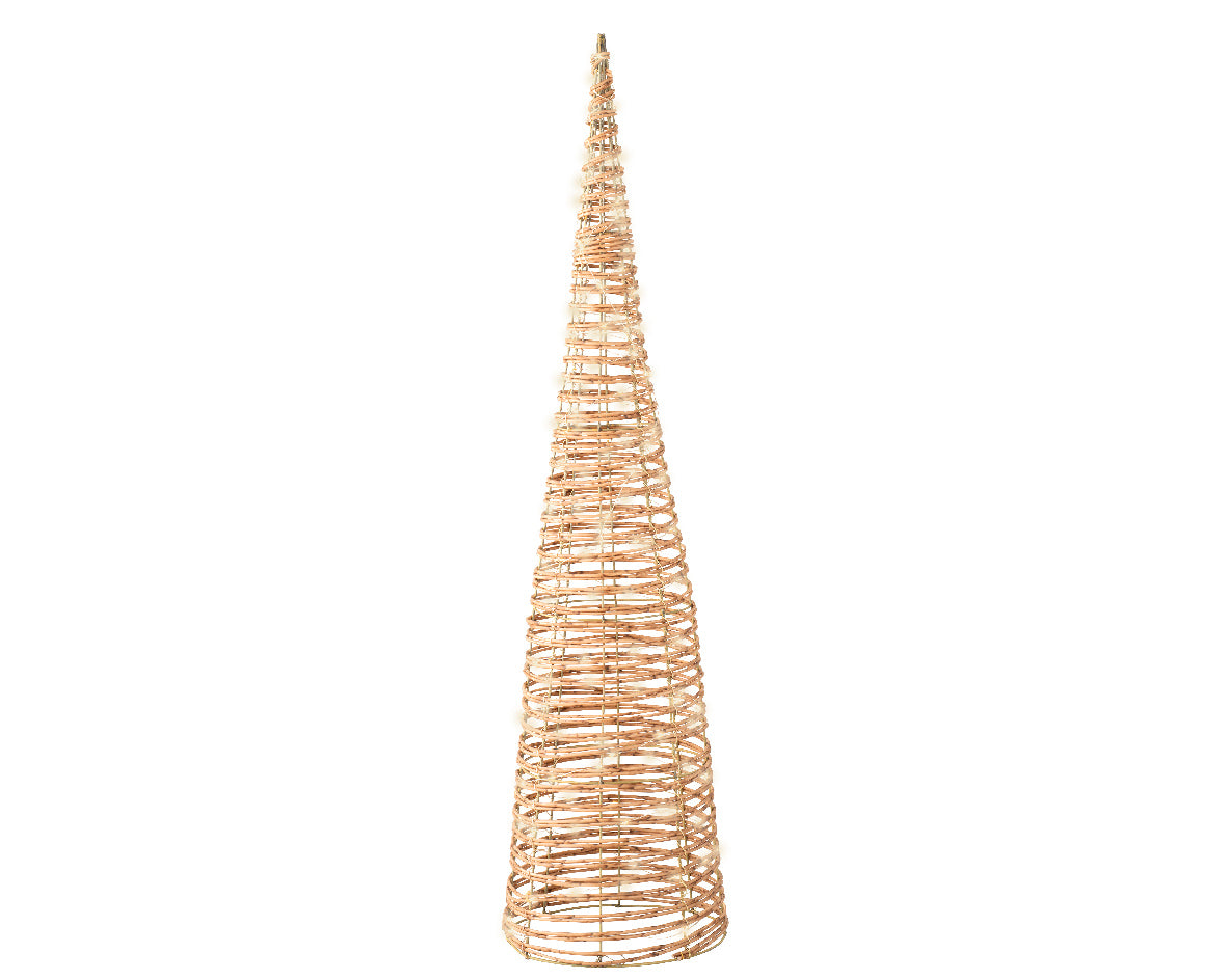 90cm Warm White Micro LED Wicker Outdoor Cone by Lumineo