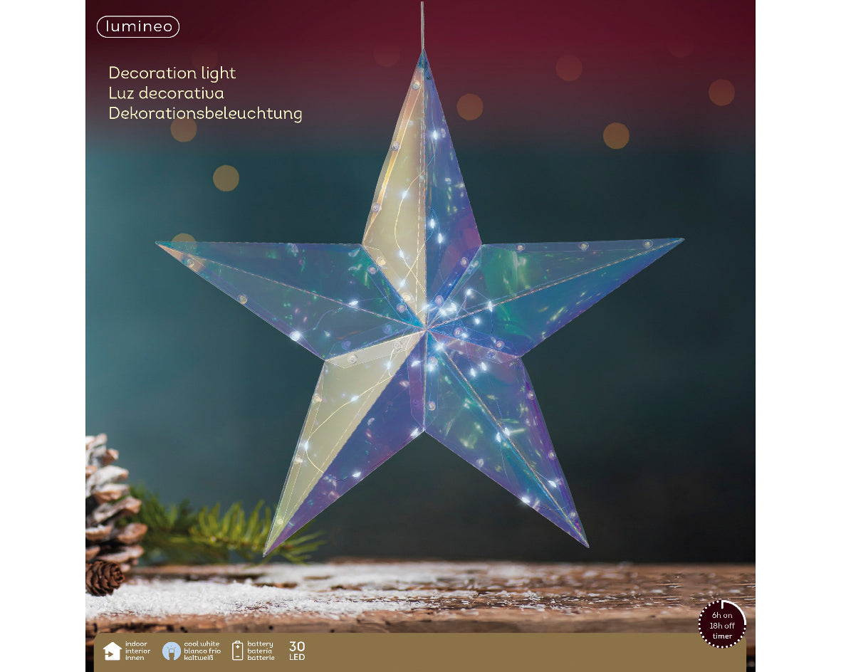 36cm Micro Cool White LED Indoor Battery Operated Star by Lumineo