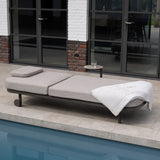 4 Seasons Outdoor Milano Terre Sunbed in latte with cushion and headrest, metal frame, outdoor furniture for relaxing in the sun