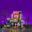 Lemax Spooky Town Monstarcade Set of illuminated Halloween-themed buildings with spooky details and colorful lights.