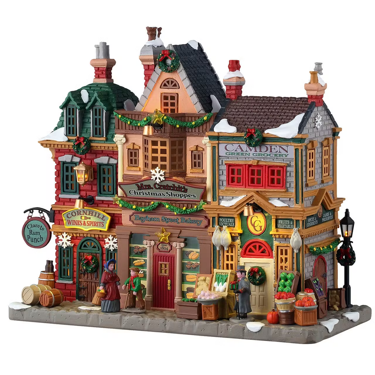Mrs. Cratchit's Christmas Shoppes Incl. Adaptor 100 Ma (White) Lemax Christmas Village Illuminated Building - Mill Race Garden Centre