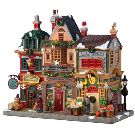 Mrs. Cratchit's Christmas Shoppes Incl. Adaptor 100 Ma (White) Lemax Christmas Village Illuminated Building - Mill Race Garden Centre