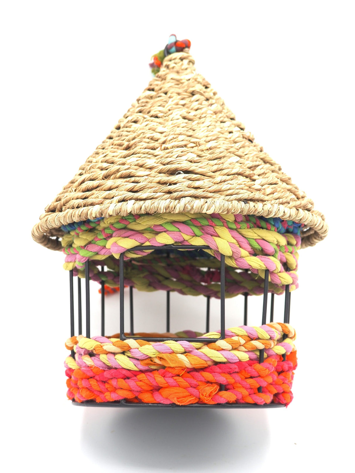 Munja & Reclaimed Fabric Large Hanging Bird Feeder