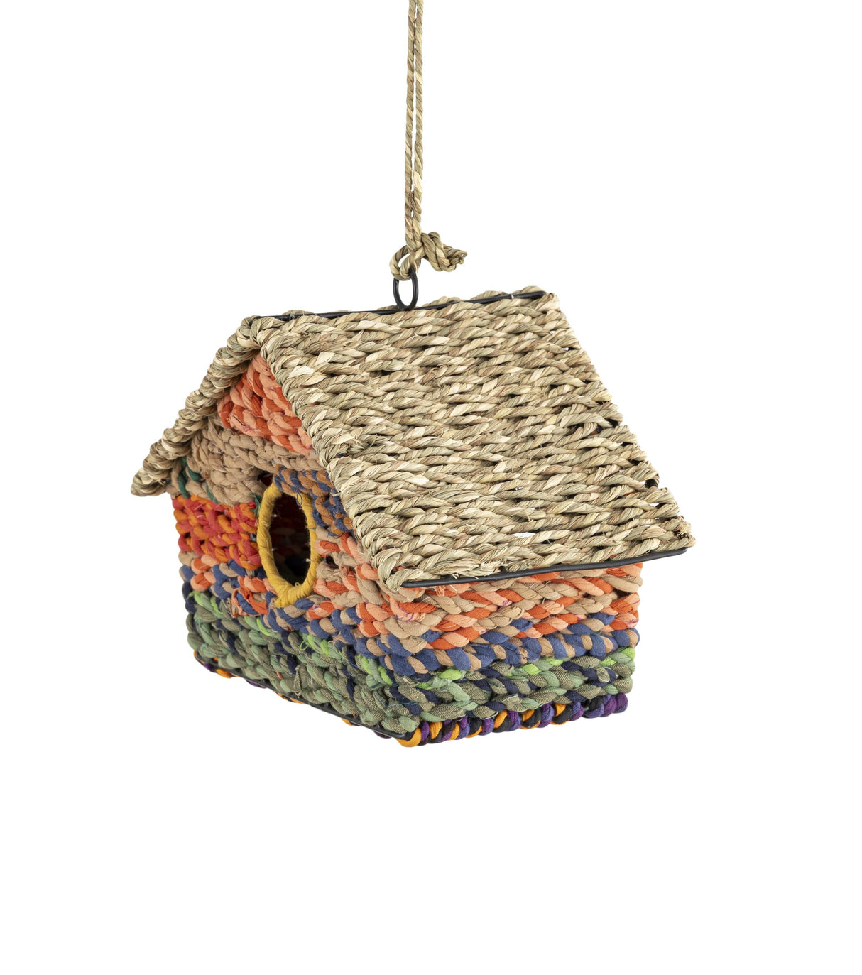 Jardinopia Jute Iron Sari Bird Nest Box with Square Roof