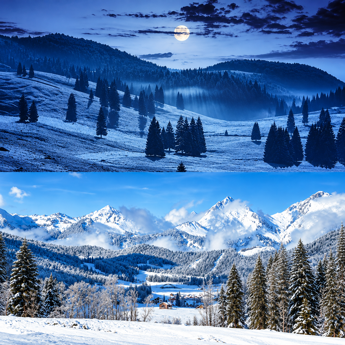 My Village Double-Sided Background – Reversible Mountain Landscape & Spooky Backdrop (100 × 35 cm) | MYP36