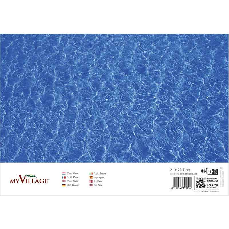 My Village Double Sided Water Sheet (29.7 × 21 cm) – Reversible Calm & Rippling Water Scenery Sheet for Christmas Village Lakes & Rivers | MYD97