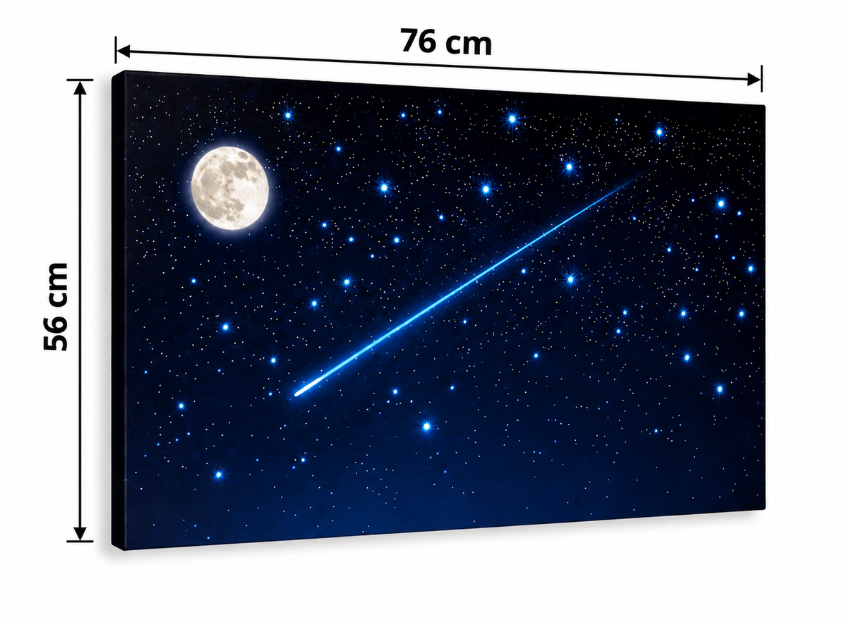 My Village Lighted Canvas Backdrop – Falling Star with Moon (76 × 56 cm) | MYCL07
