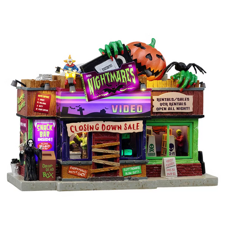 Nightmares Video, With 4.5V Adapter Lemax Spooky Town Illuminated Building - Mill Race Garden Centre