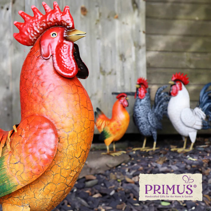 Large Metal Red Cockerel by Primus - Mill Race Garden Centre