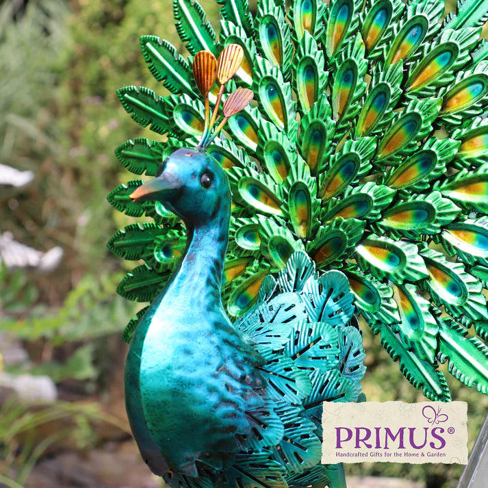 Metal Vibrant Emerald Peacock by Primus - Mill Race Garden Centre
