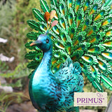 Metal Vibrant Emerald Peacock by Primus - Mill Race Garden Centre