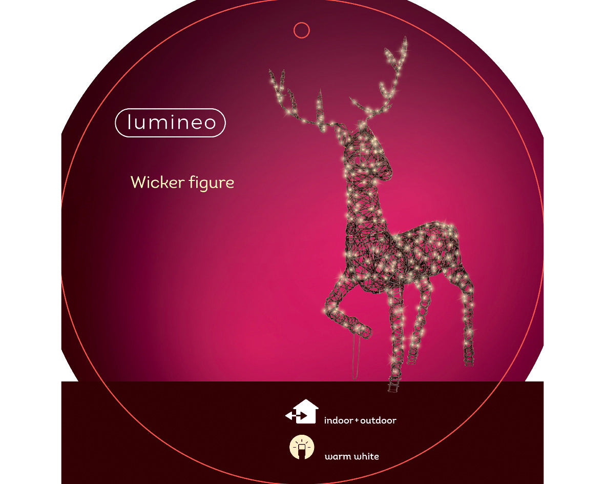 Outdoor Micro LED Wicker Reindeer with Steady Warm White Lights by Kaemingk