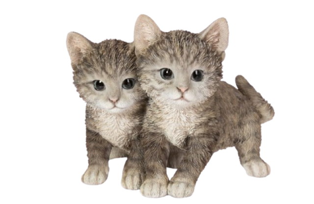 Vivid Arts Real Life Playful Tabby Kittens resin ornament, size D, featuring two cute, detailed tabby kittens in playful pose.