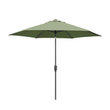 Kettler 3.0m grey wind-up parasol with meadow green canopy, auto tilt, night cover, and sturdy frame for outdoor shade.