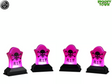 Set of four Lemax Spooky Town pathway lights with spooky Halloween design, perfect for Halloween village displays.
