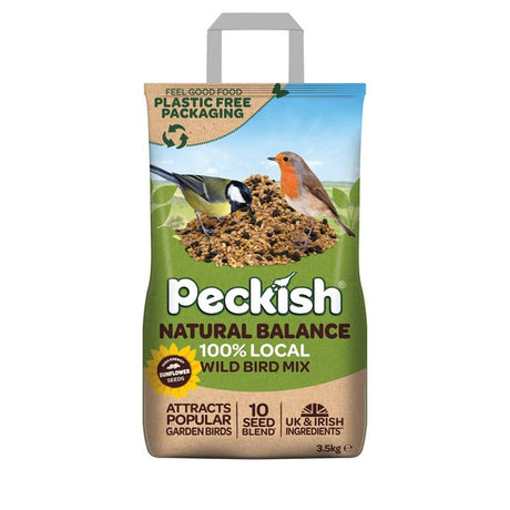 Peckish Natural Balance Seed Mix for wild birds, 3.5kg bag, natural bird food with mixed seeds for bird care.