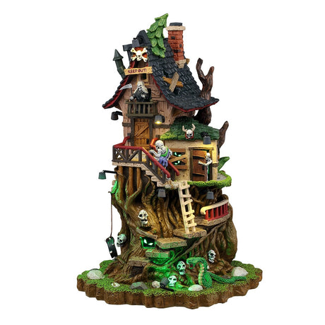 Lemax Spooky Town Petrified Forest Tree House illuminated building with tree and spooky forest details, 4.5V battery operated.