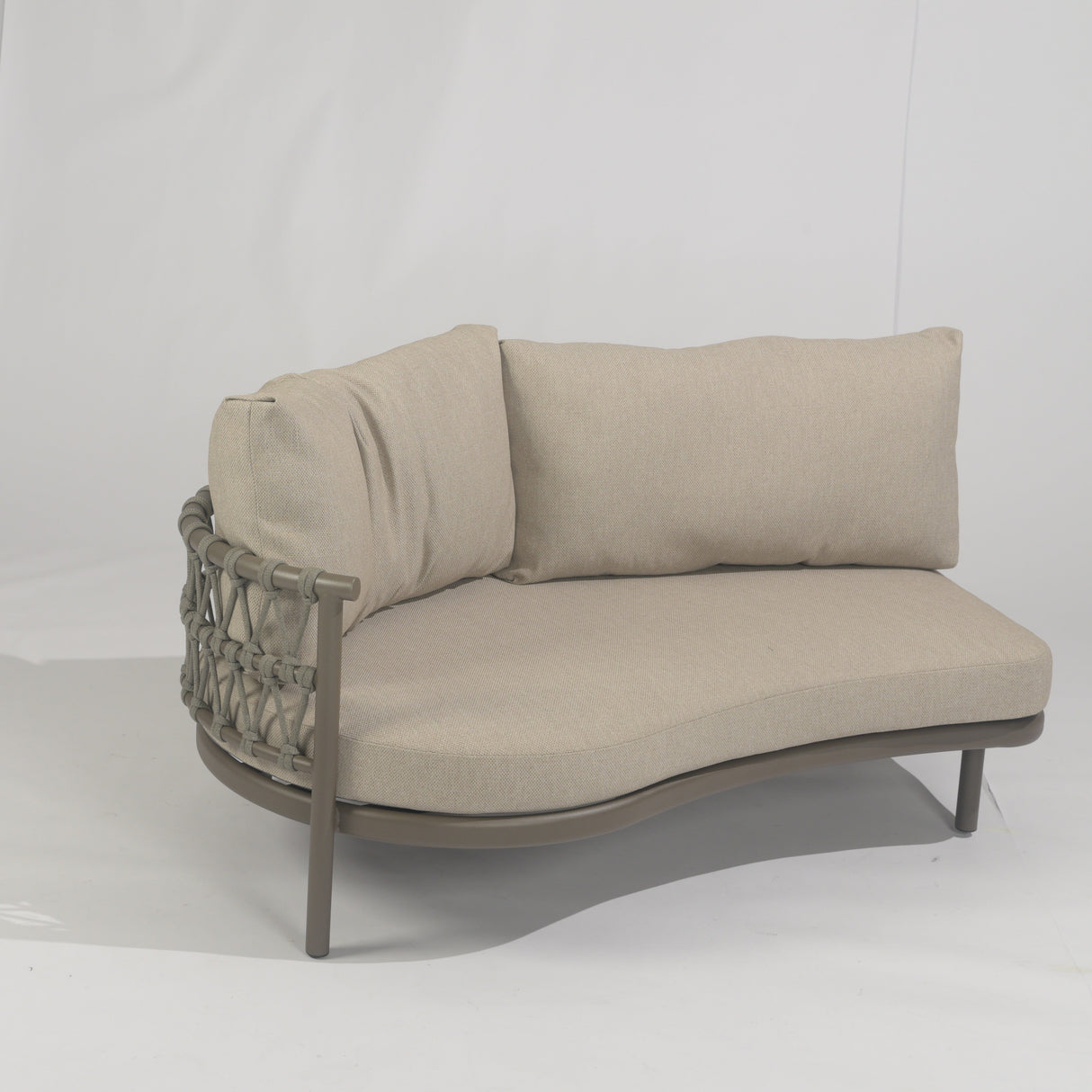 4 Seasons Outdoor Piacenza 2-seater modular lounge in Terre with Monroe coffee tables, metal outdoor furniture set.