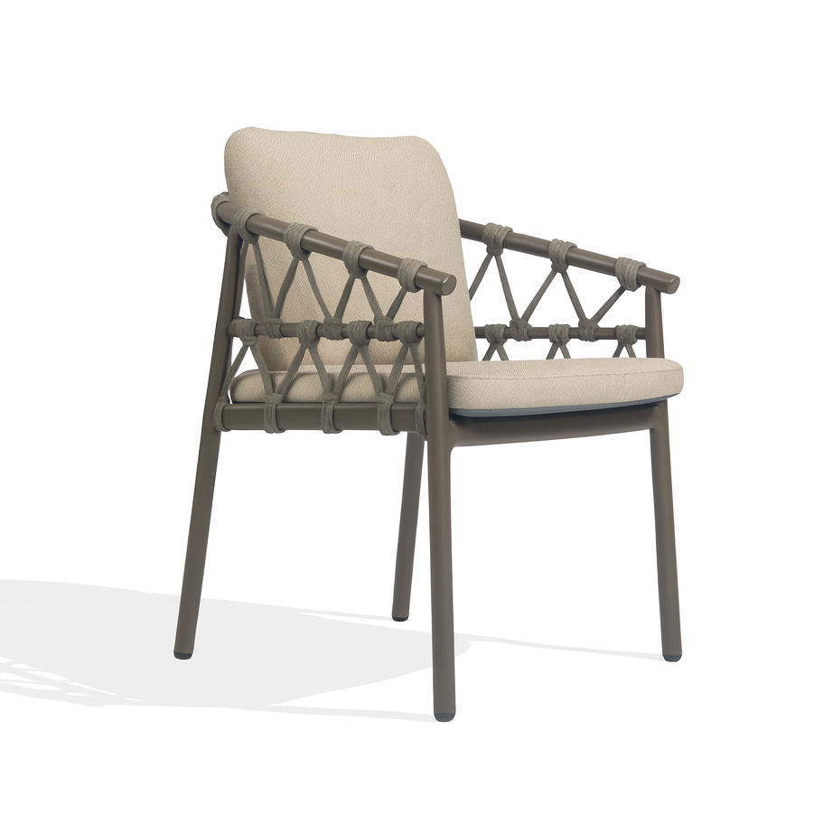 4 Seasons Outdoor Piacenza 6-seat dining set with Manolo 180cm ceramic top table and Terre metal dining chairs.