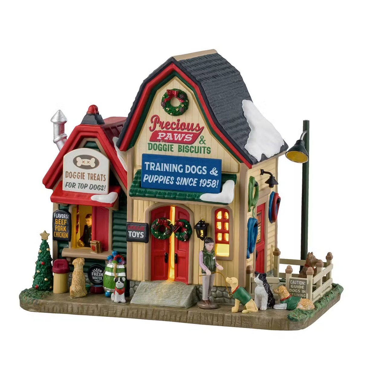 Precious Paws & Doggie Biscuits Incl. Adaptor 100 Ma (White) Lemax Christmas Village Illumianted Building - Mill Race Garden Centre
