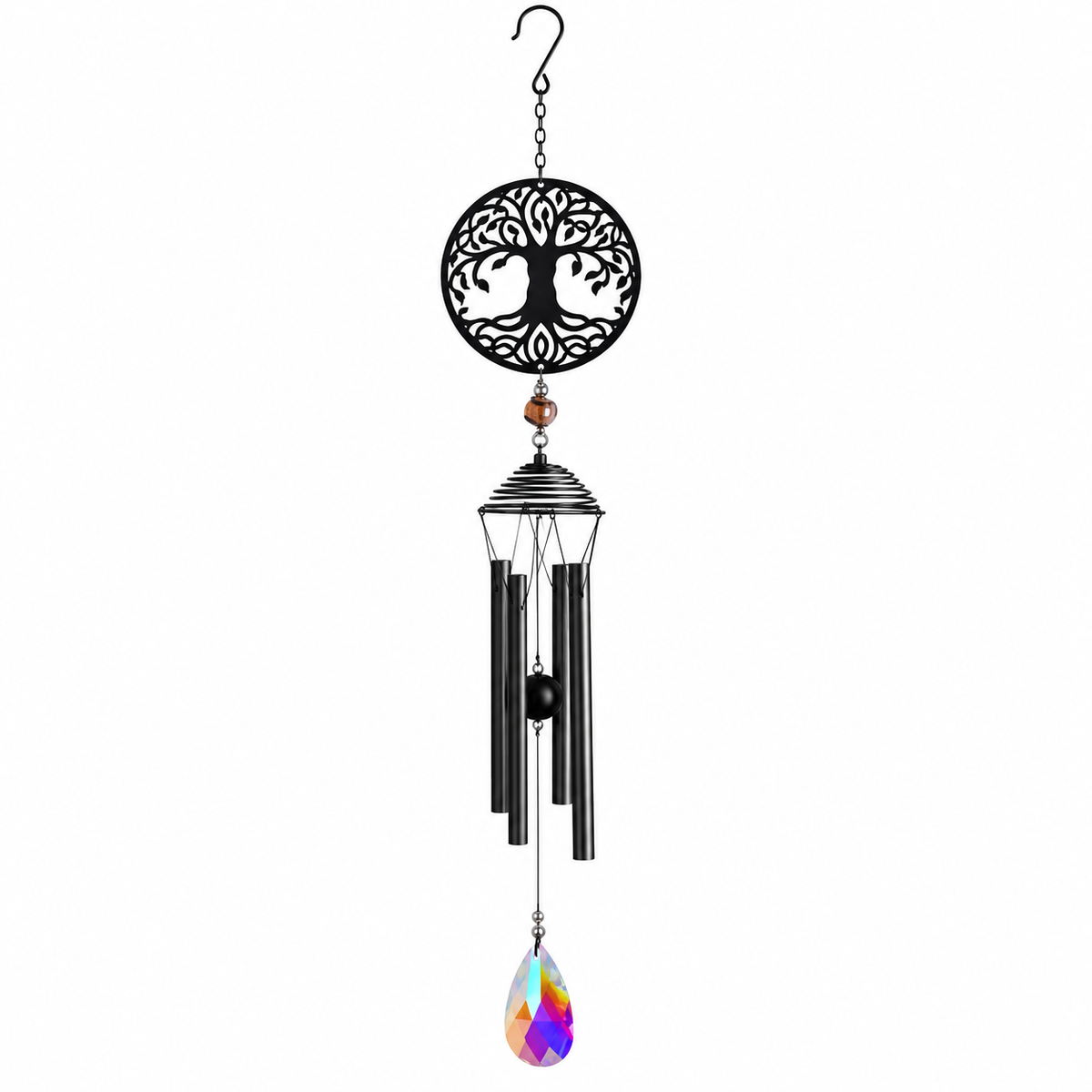 Primus Silhouette Tree of Life Wind Chime – Powder-Coated Black Steel (50 cm)