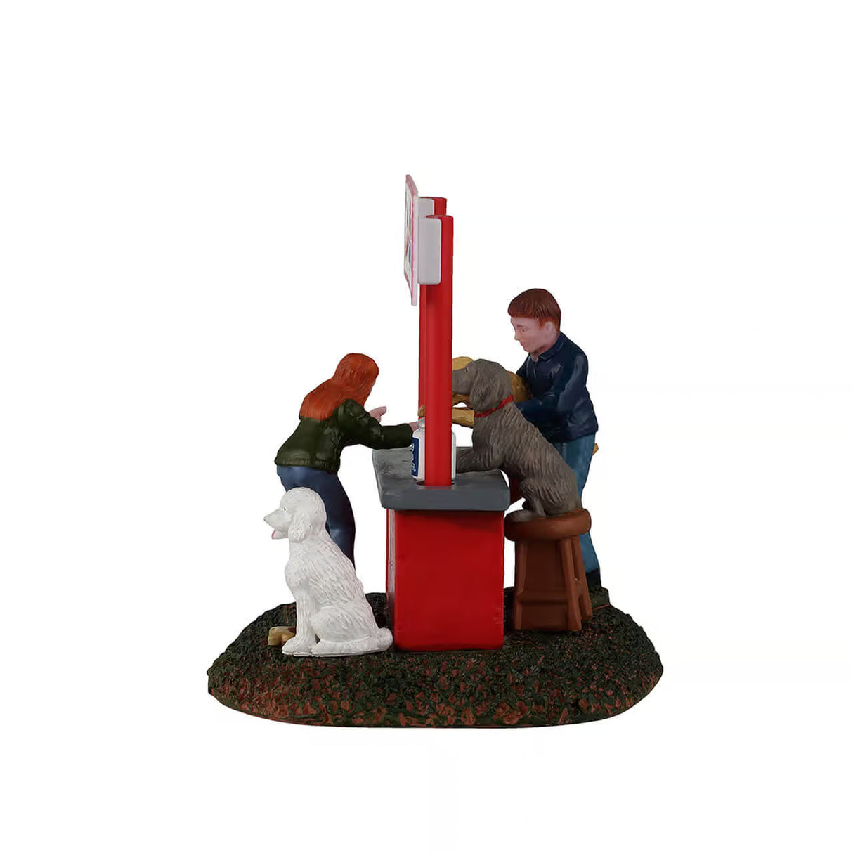 Lemax Puppy Kissing Booth Christmas Village table accent featuring a cute puppy and festive holiday scene.