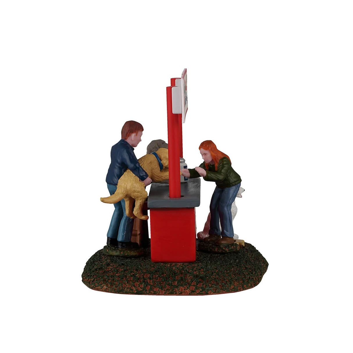 Lemax Puppy Kissing Booth Christmas Village table accent featuring a cute puppy at a festive kissing booth scene