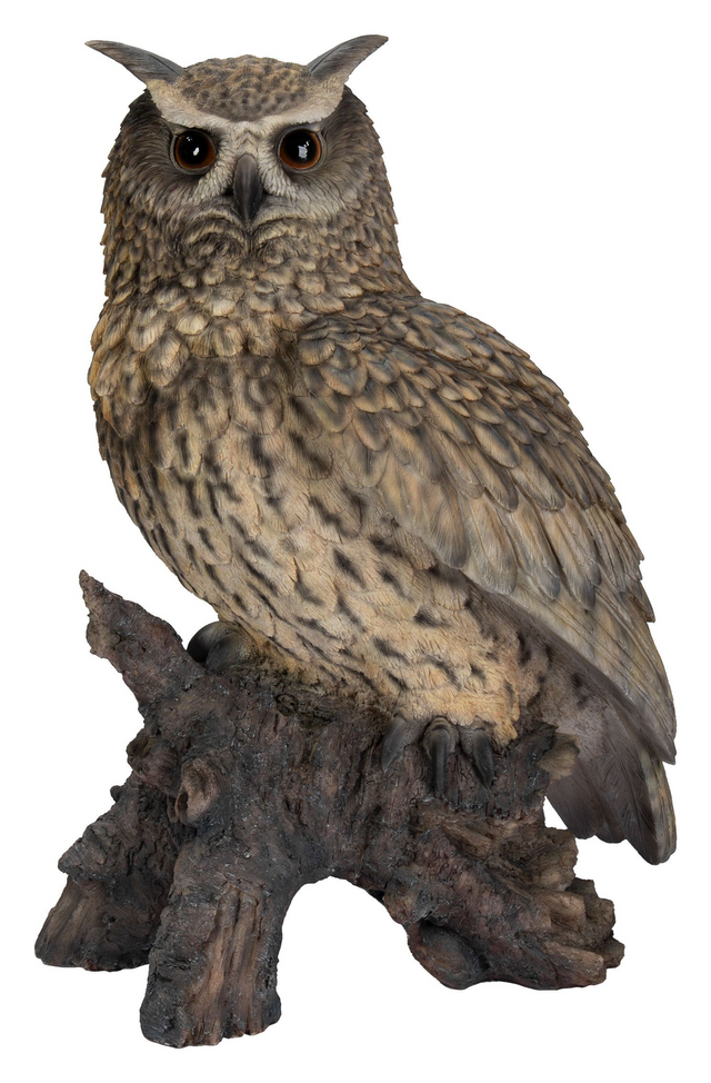 Real Life Eagle Owl Resin Ornament Size B by Vivid Arts - Mill Race Garden Centre