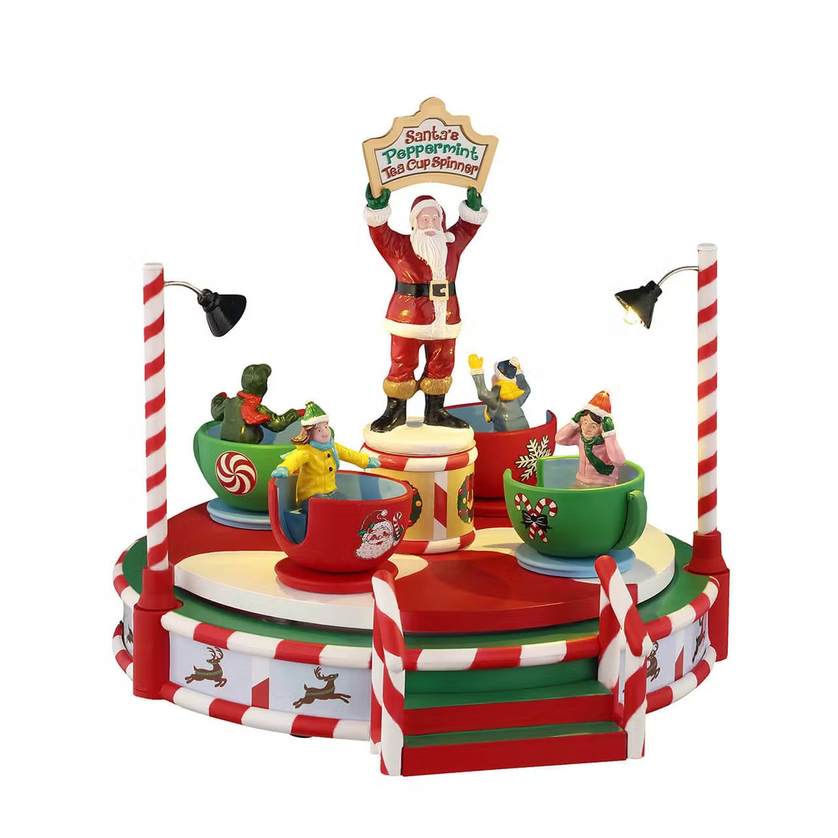 Santa's Peppermint Teacup Spinner B/O (4.5V) Lemax Christmas Village Table Accent - Mill Race Garden Centre