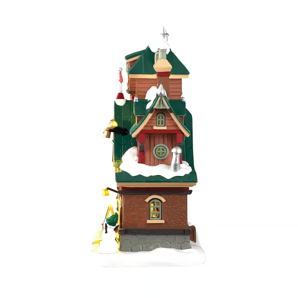 Lemax Santa's Elf Dormitory illuminated building from Christmas village collection, decorated with festive holiday details and lights