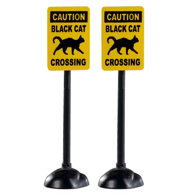 Scary Road Signs Set Of 2 Lemax Spooky Town Accessory - Mill Race Garden Centre