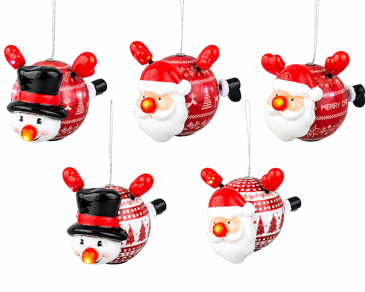 Kaemingk LED Hanging Snowman & Santa Foam Figure – Flashing, Hanging Christmas Ornament