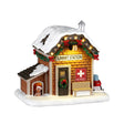 Lemax Ski Patrol Summit Station Christmas village table accent with detailed snowy mountain scene and ski patrol figures.